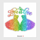 Liefde | Rainbow Glitter Lesbian Wedding Sticker (Vel)