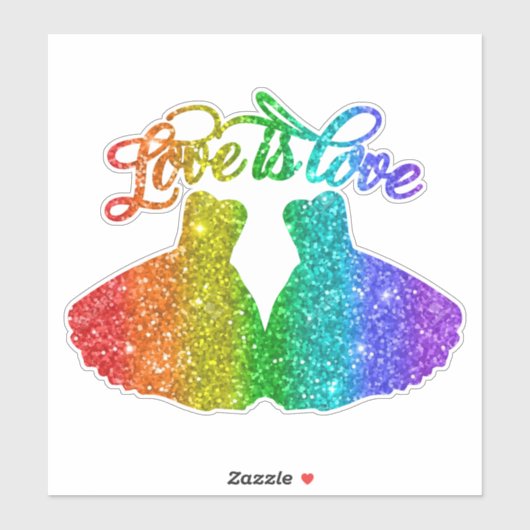 Liefde | Rainbow Glitter Lesbian Wedding Sticker (Vel)