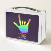 Liefde Rainbow Hand Teken Taal en Woord (Achterkant)