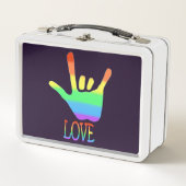 Liefde Rainbow Hand Teken Taal en Woord (Voorkant)