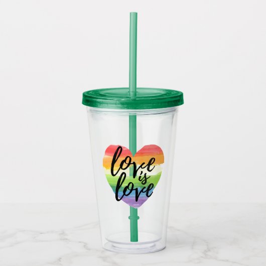 Liefde | Rainbow Waterverf Heart Acryl Drinkbeker (Voorkant)