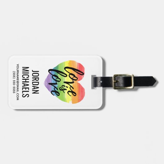 Liefde | Rainbow Waterverf Heart Bagagelabel (Voorkant horizontaal)