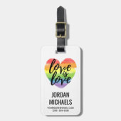 Liefde | Rainbow Waterverf Heart Bagagelabel (Voorkant verticaal)