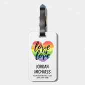 Liefde | Rainbow Waterverf Heart Bagagelabel (Achterkant verticaal)