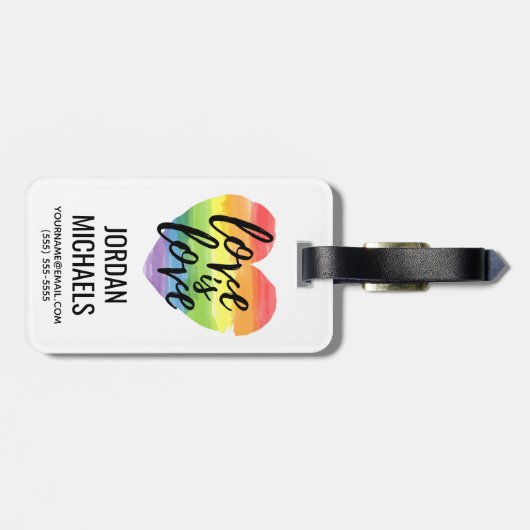 Liefde | Rainbow Waterverf Heart Bagagelabel (Achterkant horizontaal)