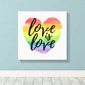 Liefde | Rainbow Waterverf Heart Canvas Afdruk (Insitu (Houten vloer))