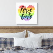 Liefde | Rainbow Waterverf Heart Canvas Afdruk (Insitu (Slaapkamer))