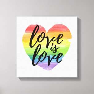 Liefde Rainbow Waterverf Heart Canvas Afdruk