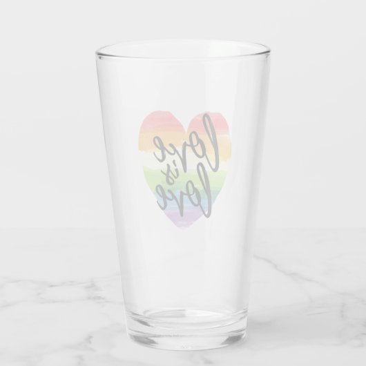 Liefde | Rainbow Waterverf Heart Glas (Achterkant)