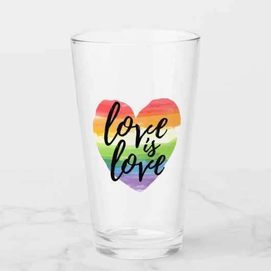 Liefde | Rainbow Waterverf Heart Glas (Voorkant)