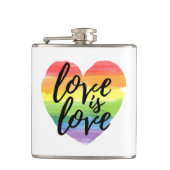 Liefde | Rainbow Waterverf Heart Heupfles (Voorkant)