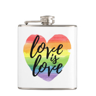 Liefde | Rainbow Waterverf Heart Heupfles