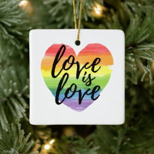 Liefde   Rainbow Waterverf Heart Keramisch Ornament