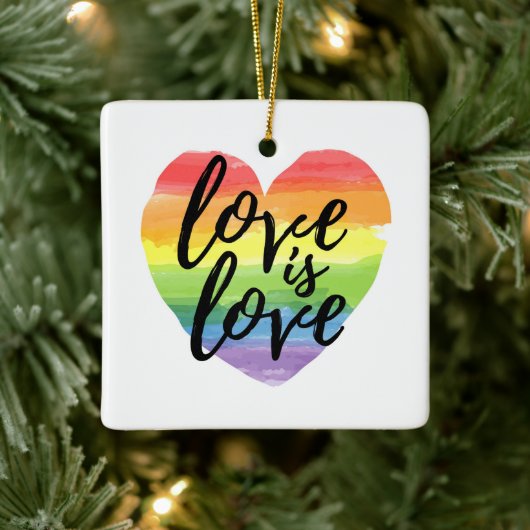 Liefde | Rainbow Waterverf Heart Keramisch Ornament (Boom)