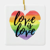 Liefde | Rainbow Waterverf Heart Keramisch Ornament (Voorkant)
