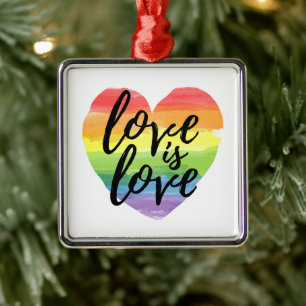 Liefde Rainbow Waterverf Heart Metalen Ornament