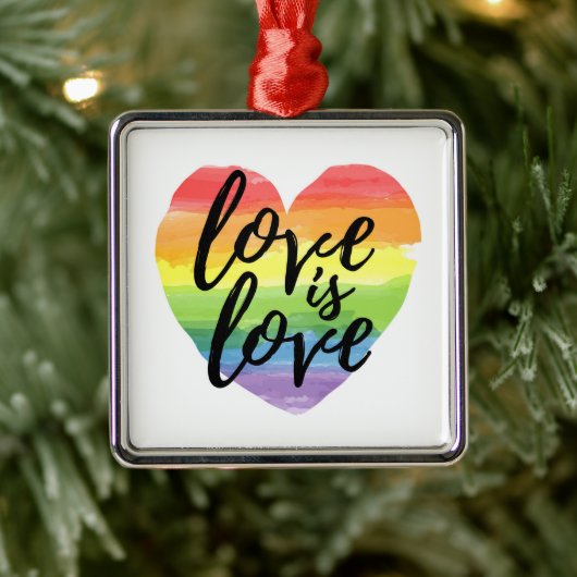Liefde | Rainbow Waterverf Heart Metalen Ornament (Boom)