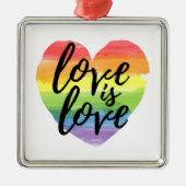 Liefde | Rainbow Waterverf Heart Metalen Ornament (Voorkant)