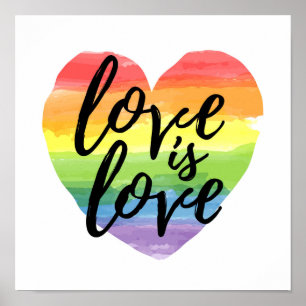 Liefde   Rainbow Waterverf Heart Poster
