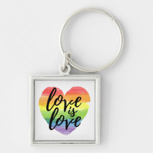 Liefde   Rainbow Waterverf Heart Sleutelhanger