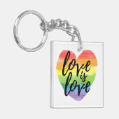 Liefde | Rainbow Waterverf Heart Sleutelhanger (Voorkant Links)