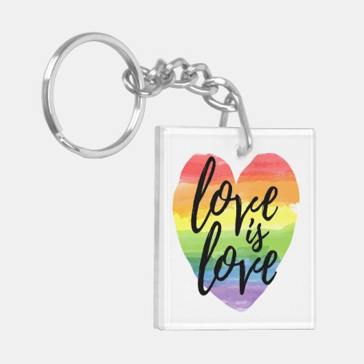 Liefde | Rainbow Waterverf Heart Sleutelhanger (Voorkant Links)
