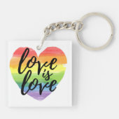 Liefde | Rainbow Waterverf Heart Sleutelhanger (Achterkant)