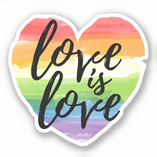 Liefde | Rainbow Waterverf Heart Sticker (Voorkant)
