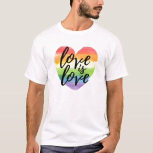 Liefde Rainbow Waterverf Heart T-shirt
