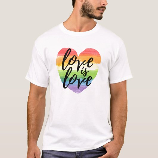Liefde | Rainbow Waterverf Heart T-shirt (Voorkant)