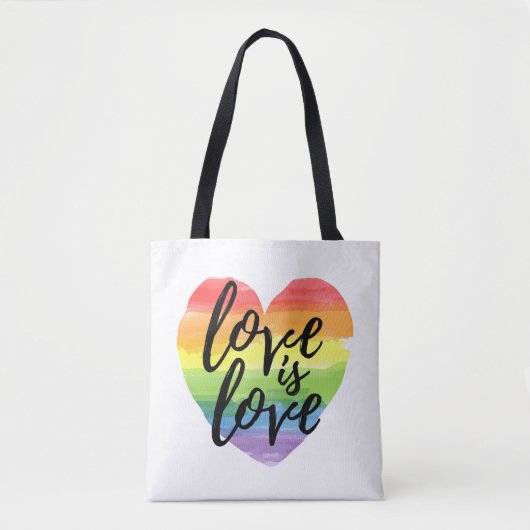 Liefde | Rainbow Waterverf Heart Tote Bag (Voorkant)