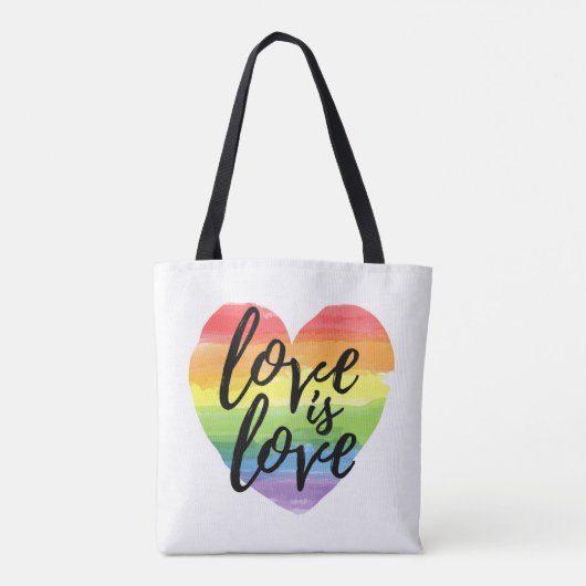 Liefde | Rainbow Waterverf Heart Tote Bag (Achterkant)