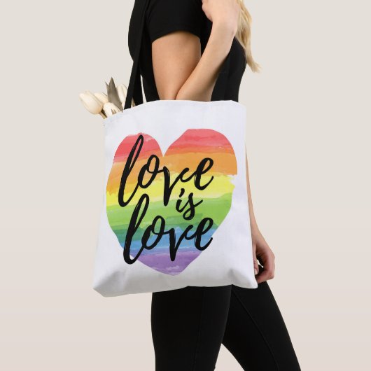 Liefde | Rainbow Waterverf Heart Tote Bag (Dichtbij)