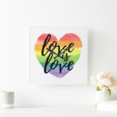 Liefde | Rainbow Waterverf Heart Vierkante Klok (Huis)