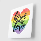 Liefde | Rainbow Waterverf Heart Vierkante Klok (Hoek)