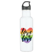 Liefde | Rainbow Waterverf Heart Waterfles (Voorkant)