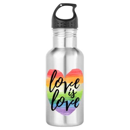 Liefde | Rainbow Waterverf Heart Waterfles (Voorkant)