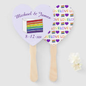 Liefde Rainbow Wedding Cake Paars Heart Handwaaier (Voorkant en achterkant)