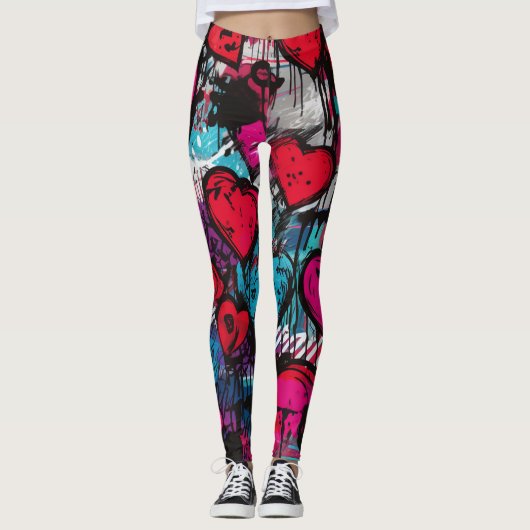 Liefde rebellen-graffiti harten leggings (Voorkant)