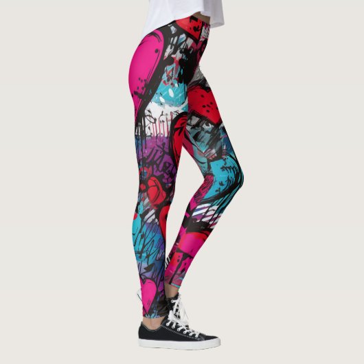 Liefde rebellen-graffiti harten leggings (Rechts)