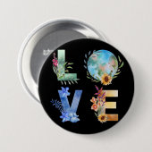 LIEFDE RED ONZE PLANEET RONDE BUTTON 7,6 CM (Voorkant /achterkant)