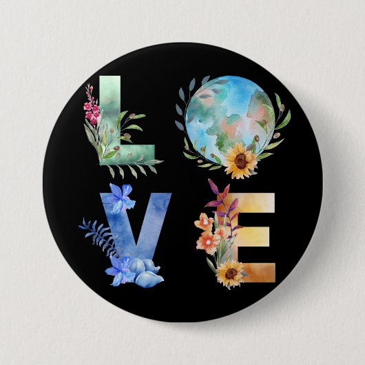 LIEFDE RED ONZE PLANEET RONDE BUTTON 7,6 CM (Voorkant)