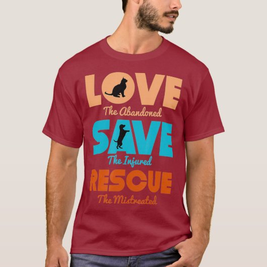 Liefde redding Dog Cat Animals Support T-shirt (Voorkant)