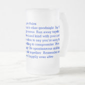 Liefde Regels voor een mok van koudglas (Voorkant rechts)