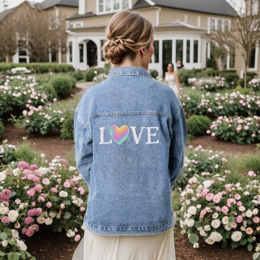 LIEFDE Regenboog Hart Vrouwen Denim Jacket (Huwelijk Achterkant)