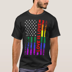 Liefde regenboog is de vlag van de VS Lgbt hombian T-shirt
