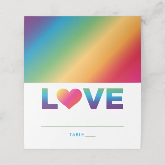 Liefde Regenboog Kleuren Hart Wedding Plaatskaartje (Buitenkant ongevouwen)