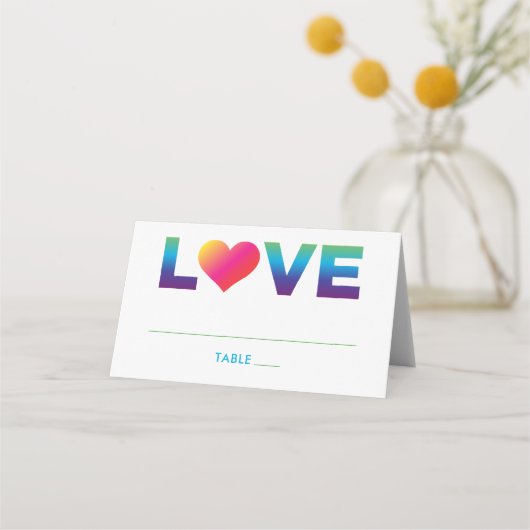 Liefde Regenboog Kleuren Hart Wedding Plaatskaartje (Voorkant)