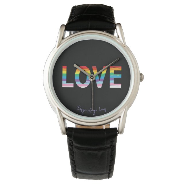 LIEFDE Regenboog LGBTQIA, Gay Pride Letter Cool Horloge (Voorkant)