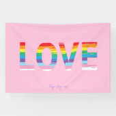 LIEFDE Regenboog LGBTQIA Vlag, Pride Letter Roze Spandoek (Horizontaal)